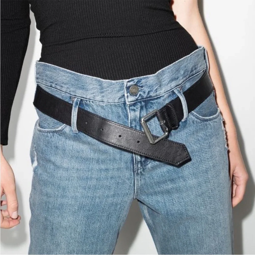 RtA Belted Dexter‎ Jeans Women’s Medium Blue Distressed Straight Leg Denim